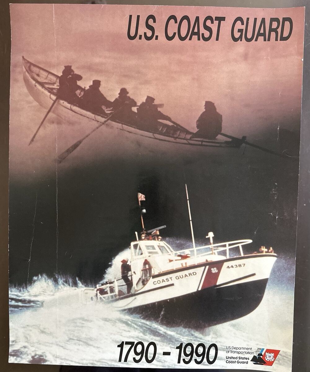 1990 U.S. Coast Guard 200th Anniversary Poster 1790-1990 USCG 16.5x21 Vintage